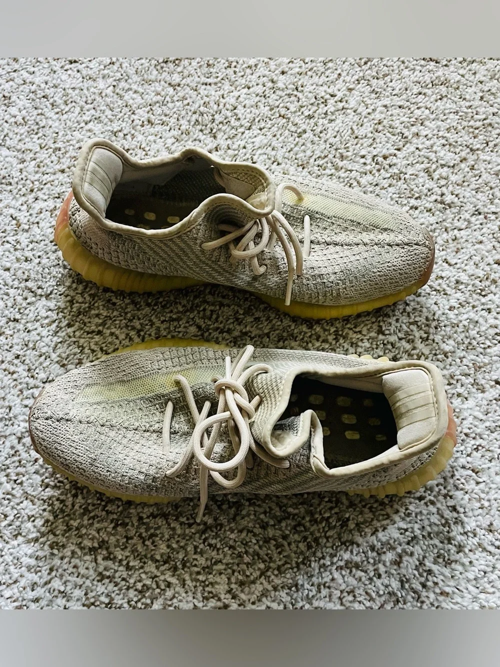 adidas Beige Knit Sneakers with Yellow Outsole